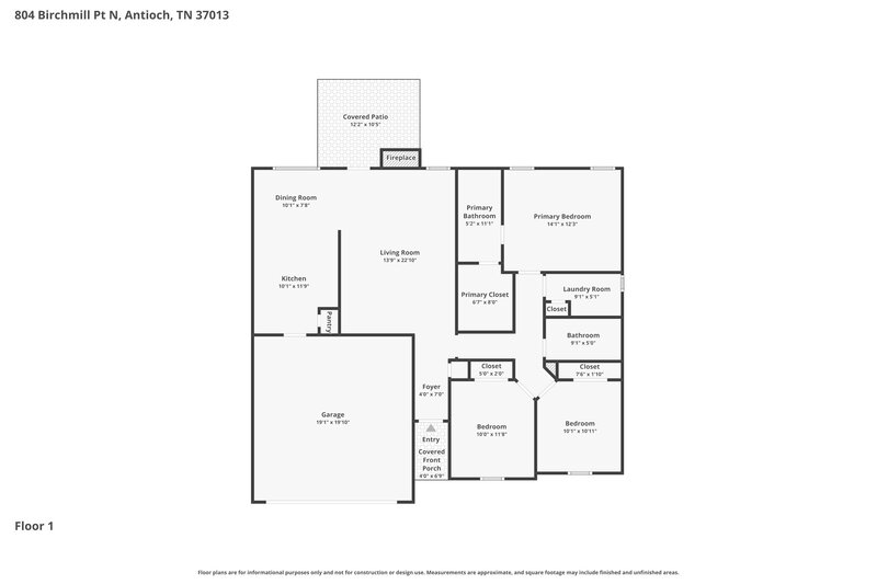 2,085/Mo, 804 Birchmill Pt N Antioch, TN 37013 Floor Plan View