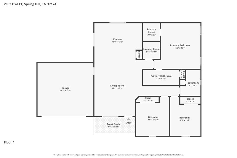 2,155/Mo, 2002 Owl Ct Spring Hill, TN 37174 Floor Plan View