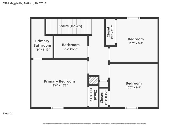 1,770/Mo, 7480 Maggie Dr Antioch, TN 37013 Floor Plan View 2