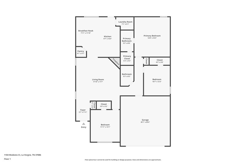 2,025/Mo, 1104 Modesto Ct La Vergne, TN 37086 Floor Plan View
