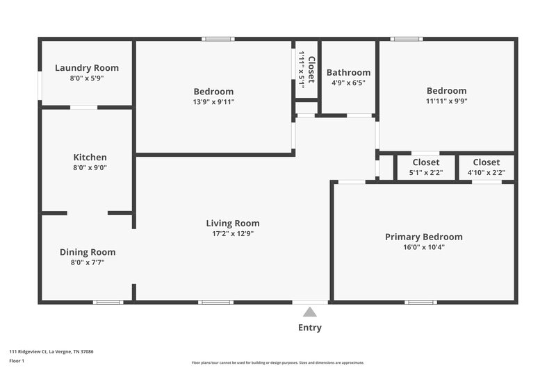1,550/Mo, 111 Ridgeview Ct La Vergne, TN 37086 Floorplan View