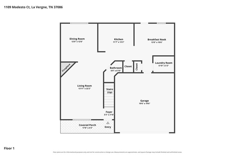 2,295/Mo, 1109 Modesto Ct La Vergne, TN 37086 Floor Plan View