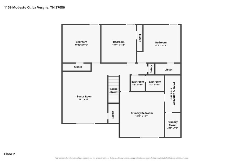 2,295/Mo, 1109 Modesto Ct La Vergne, TN 37086 Floor Plan View 2