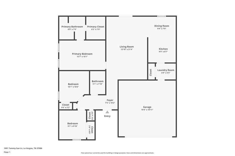 1,645/Mo, 1001 Tammy Sue Lane Lot 7601 La Vergne, TN 37086 Floor Plan View