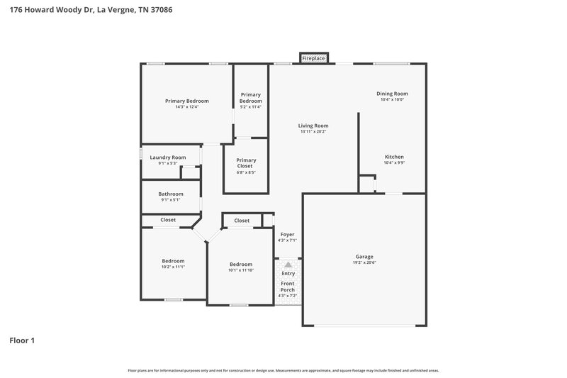 2,150/Mo, 176 Howard Woody Dr La Vergne, TN 37086 Floor Plan View