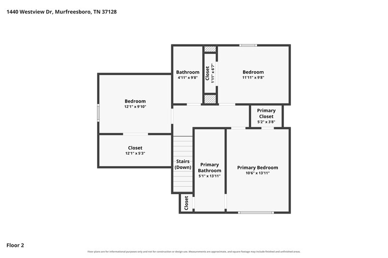 1,965/Mo, 1440 Westview Dr Murfreesboro, TN 37128 Floor Plan View 2