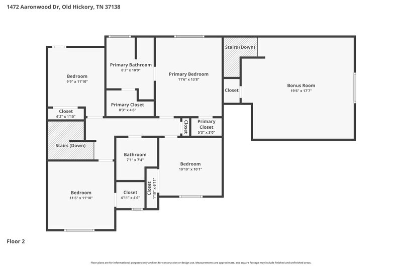 2,655/Mo, 1472 Aaronwood Dr Old Hickory, TN 37138 Floor Plan View 2