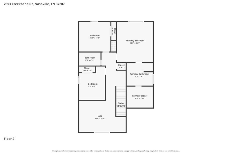 2,650/Mo, 2893 Creekbend Dr Nashville, TN 37207 Floor Plan View 2