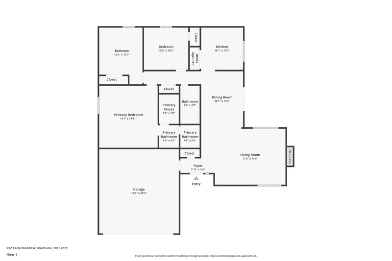 1,930/Mo, 252 Cedarmont Circle Nashville, TN 37211 Floor Plan View