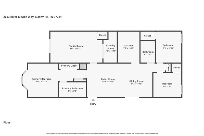 1,910/Mo, 2633 River Meade Way Nashville, TN 37214 Floor Plan View