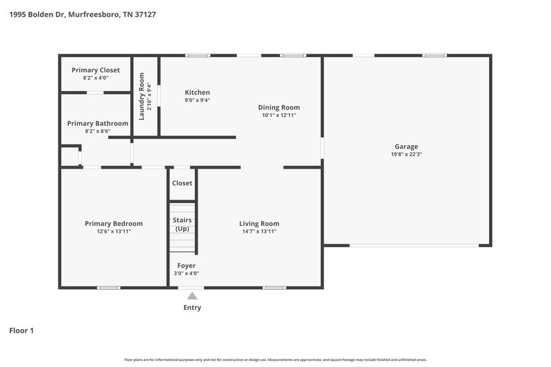 2,130/Mo, 1995 Bolden Dr Murfreesboro, TN 37127 Floor Plan View