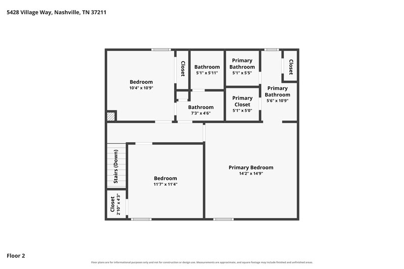 2,245/Mo, 5428 Village Way Nashville, TN 37211 Floor Plan View 2