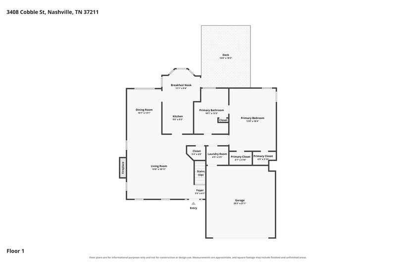 3,085/Mo, 3408 Cobble St Nashville, TN 37211 Floor Plan View