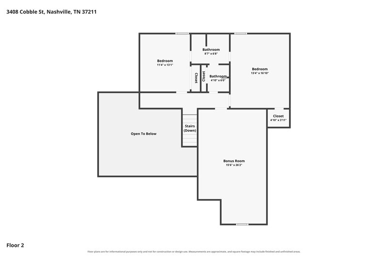 3,085/Mo, 3408 Cobble St Nashville, TN 37211 Floor Plan View 2