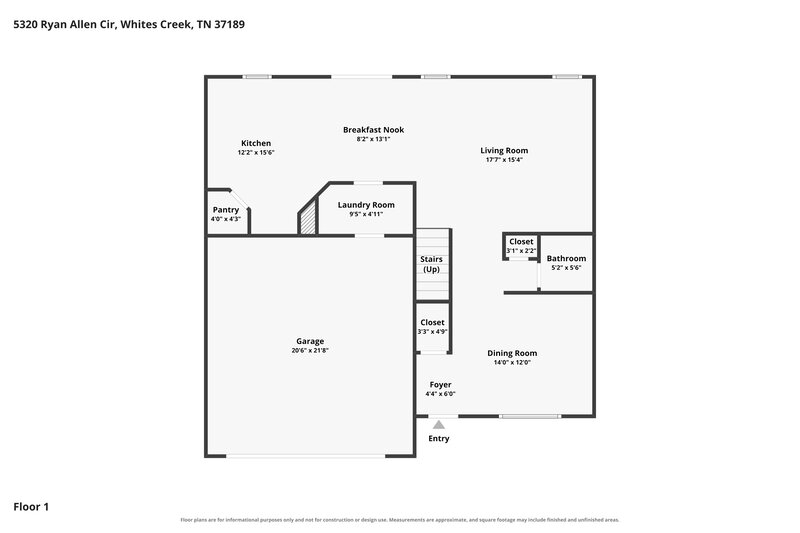 2,495/Mo, 5320 Ryan Allen Cir Whites Creek, TN 37189 Floor Plan View