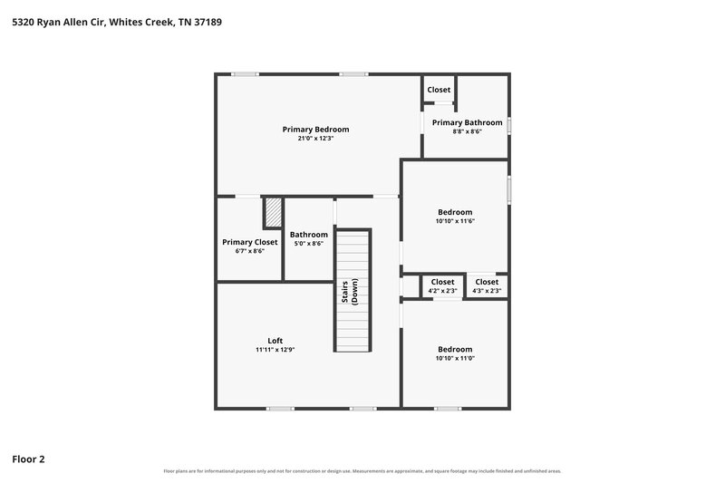 2,495/Mo, 5320 Ryan Allen Cir Whites Creek, TN 37189 Floor Plan View 2