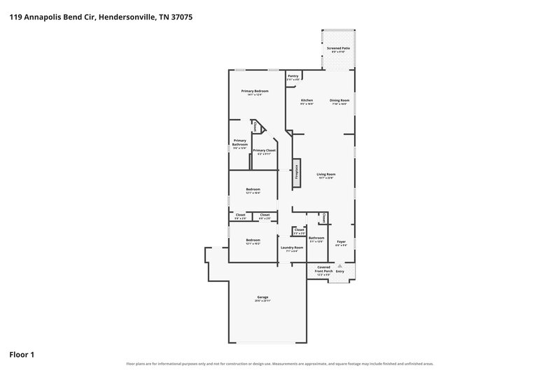 2,365/Mo, 119 Annapolis Bend Cir Hendersonville, TN 37075 Floor Plan View