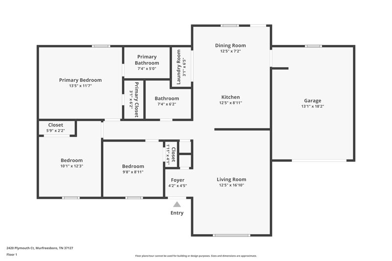 1,965/Mo, 2420 Plymouth Ct Murfreesboro, TN 37127 Floor Plan View