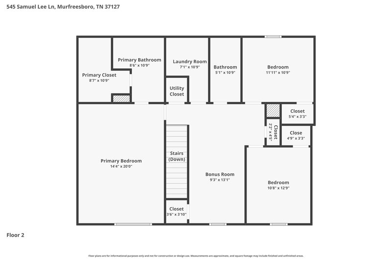 2,455/Mo, 545 Samuel Lee Ln Murfreesboro, TN 37127 Floor Plan View 2