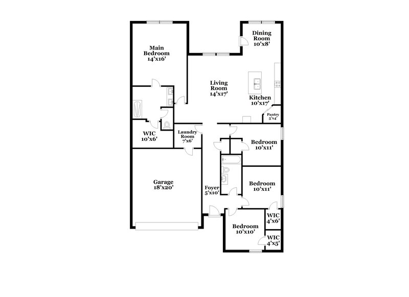 1,835/Mo, 10524 SW 37th Street Mustang, OK 73064 Floor Plan View