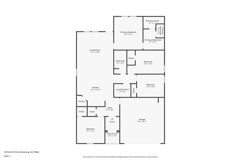 1,855/Mo, 10516 SW 37th Street Mustang, OK 73064 Floor Plan View