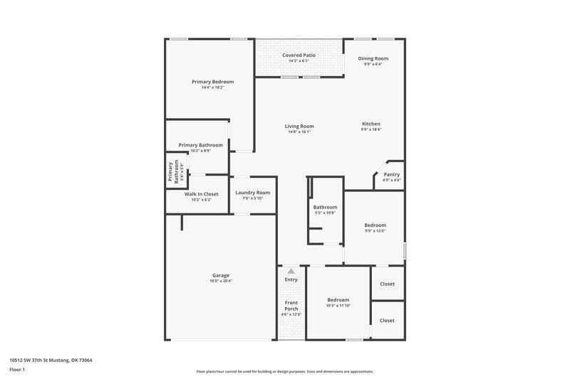 1,690/Mo, 10512 SW 37th Street Mustang, OK 73064 Floor Plan View