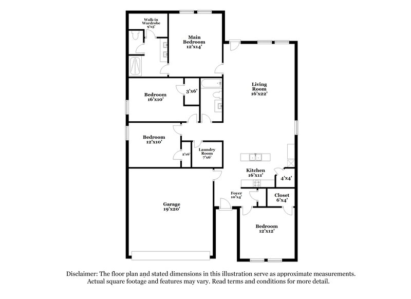 1,810/Mo, 10500 SW 37th Street Mustang, OK 73064 Floor Plan View