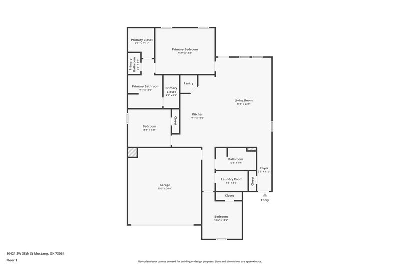 1,715/Mo, 10421 SW 38th Street Mustang, OK 73064 Floor Plan View