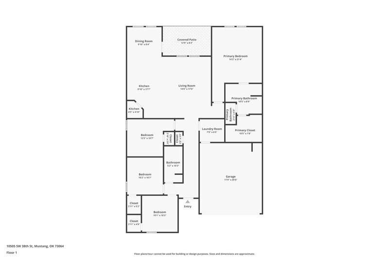 1,835/Mo, 10505 SW 38th Street Mustang, OK 73064 Floor Plan View