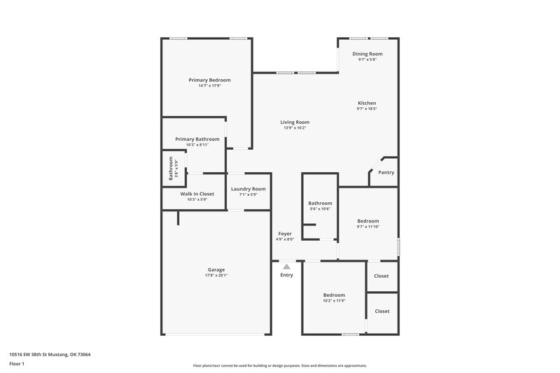 1,765/Mo, 10516 SW 38th Street Mustang, OK 73064 Floorplan View