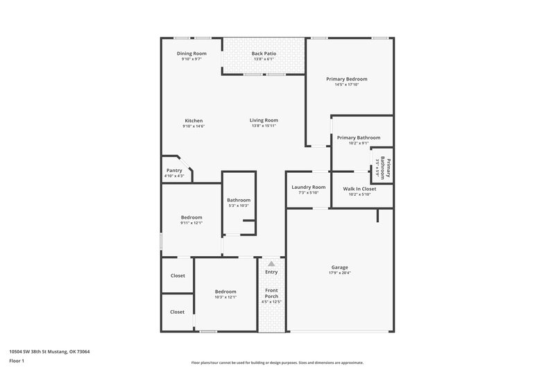 1,690/Mo, 10504 SW 38th Street Mustang, OK 73064 Floor Plan View