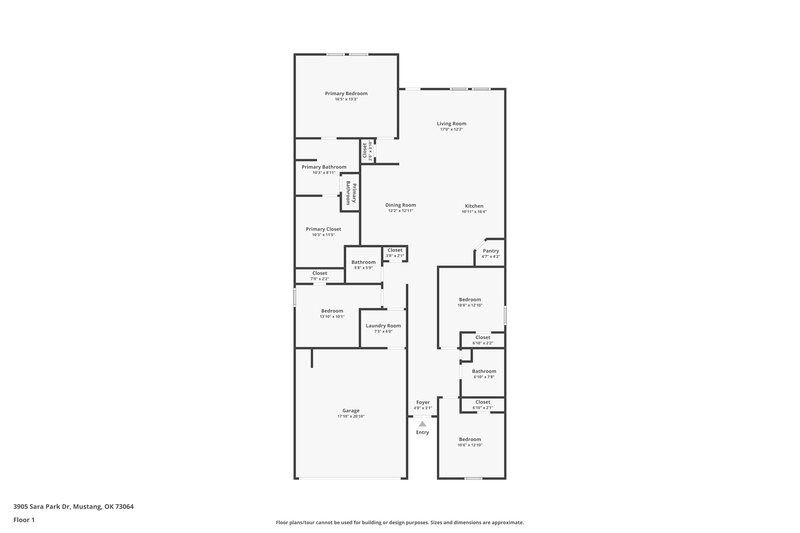2,200/Mo, 3905 Sara Park Drive Mustang, OK 73064 Floor Plan View