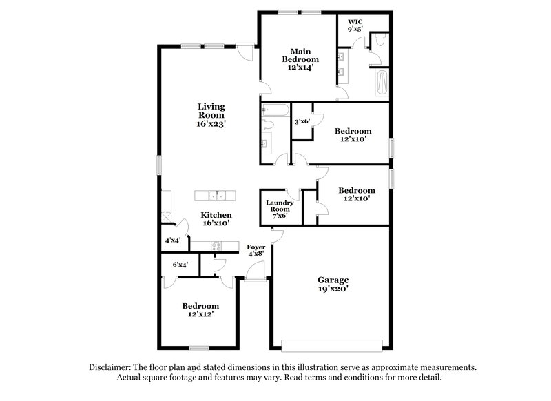 1,675/Mo, 10521 SW 39th Street Mustang, OK 73064 Floor Plan View
