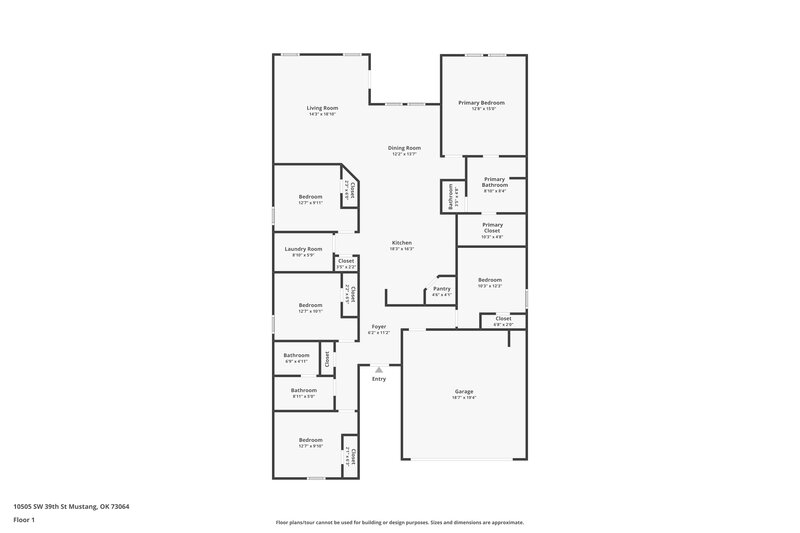 2,140/Mo, 10505 SW 39th Street Mustang, OK 73064 Floor Plan View