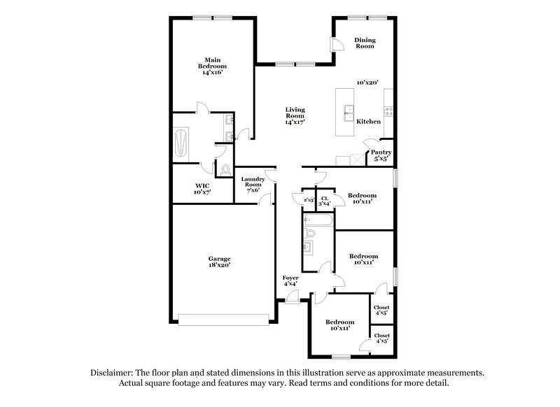1,925/Mo, 10405 SW 39th Street Mustang, OK 73064 Floor Plan View