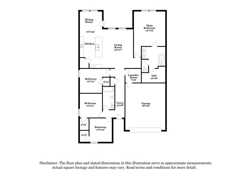 1,835/Mo, 10416 SW 39th Street Mustang, OK 73064 Floor Plan View