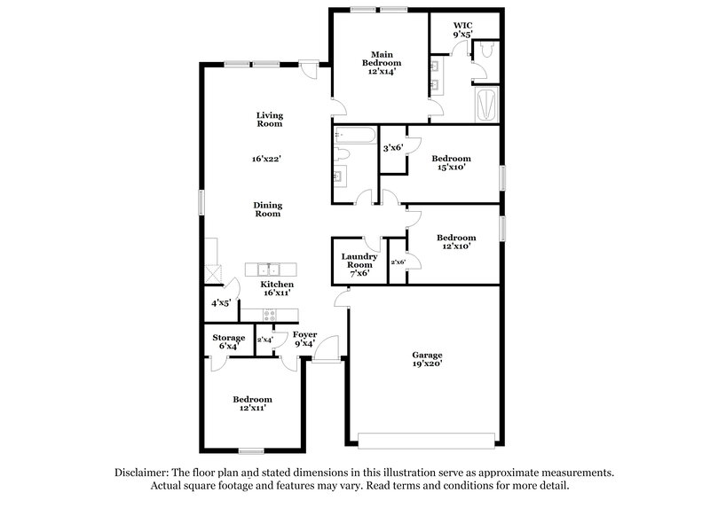 2,540/Mo, 10408 SW 39th Street Mustang, OK 73064 Floor Plan View