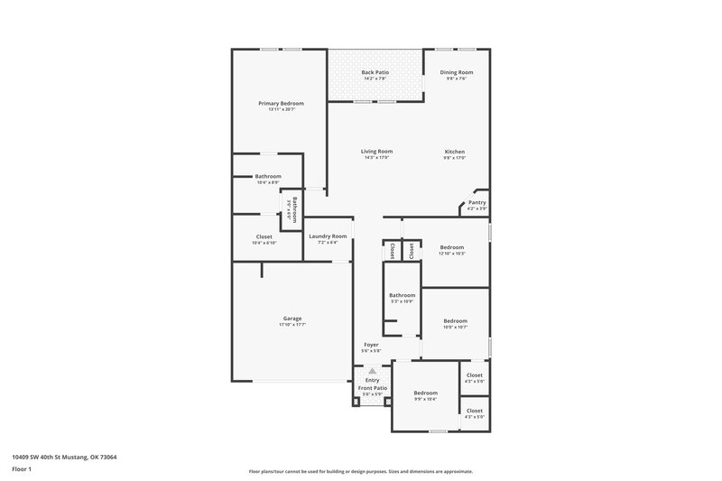 1,825/Mo, 10409 SW 40th Street Mustang, OK 73064 Floor Plan View