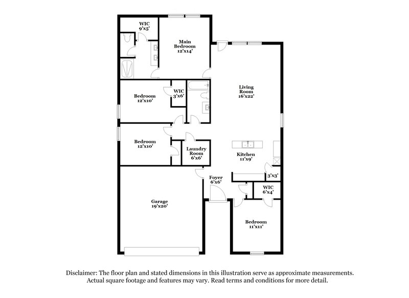 1,710/Mo, 10425 SW 40th Street Mustang, OK 73064 Floor Plan View