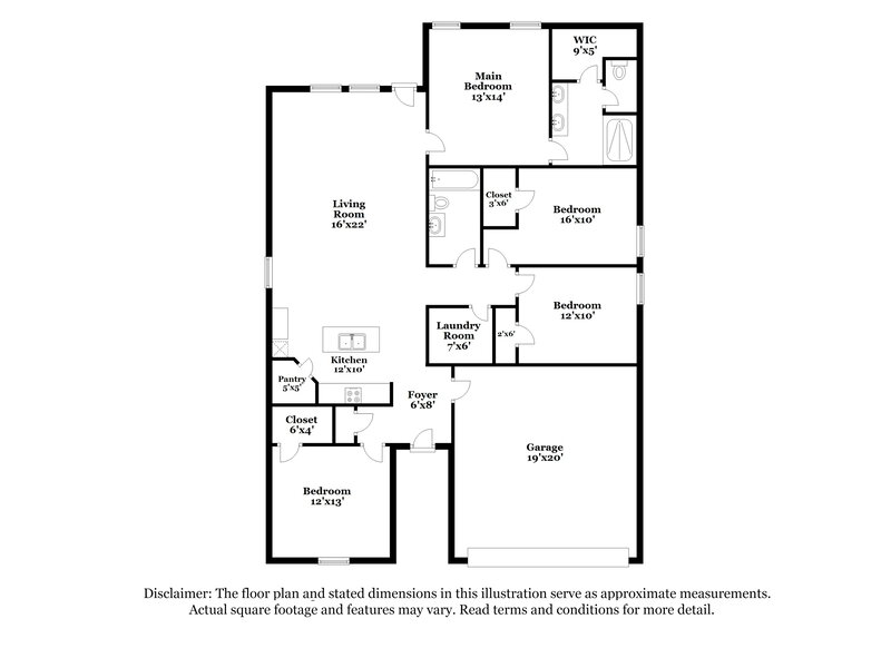 1,810/Mo, 10412 SW 40th Street Mustang, OK 73064 Floor Plan View