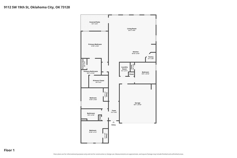 1,865/Mo, 9112 SW 19th St Oklahoma City, OK 73128 Floor Plan View