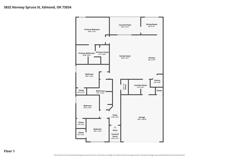 1,965/Mo, 5832 Norway Spruce St Edmond, OK 73034 Floor Plan View