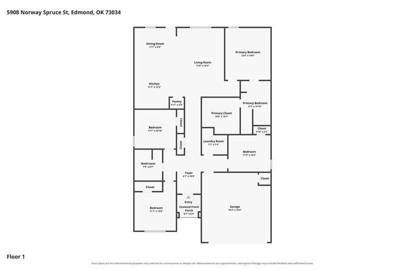 2,200/Mo, 5908 Norway Spruce St Edmond, OK 73034 Floor Plan View