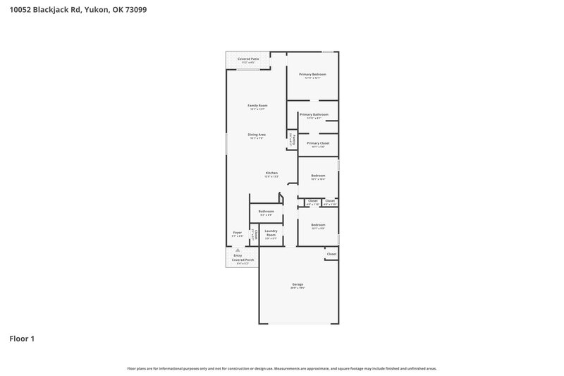 1,575/Mo, 10052 Blackjack Rd Yukon, OK 73099 Floorplan View