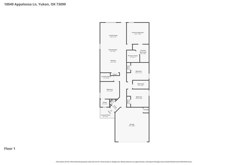 1,630/Mo, 10049 Appaloosa Ln Yukon, OK 73099 Floorplan View