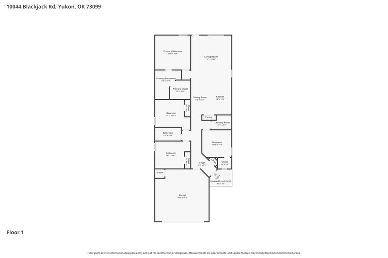 1,615/Mo, 10044 Blackjack Rd Yukon, OK 73099 Floorplan View