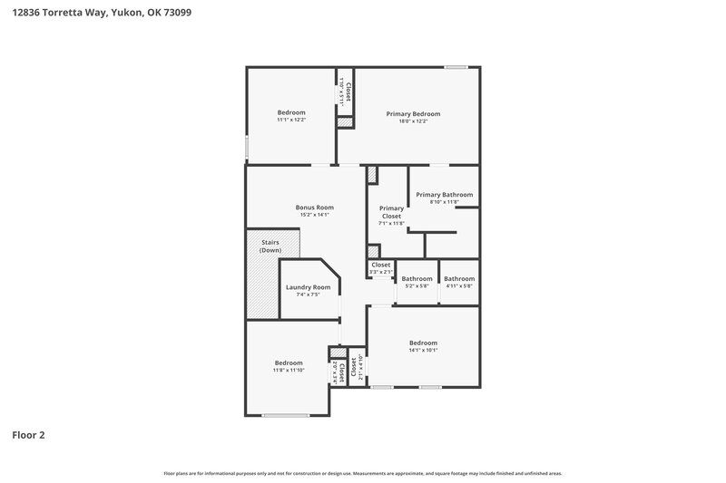 1,990/Mo, 12836 Torretta Way Yukon, OK 73099 Floorplan View 2
