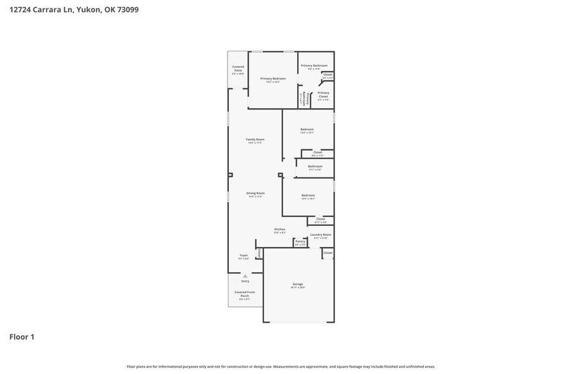 1,695/Mo, 12724 Carrara Ln Yukon, OK 73099 Floorplan View