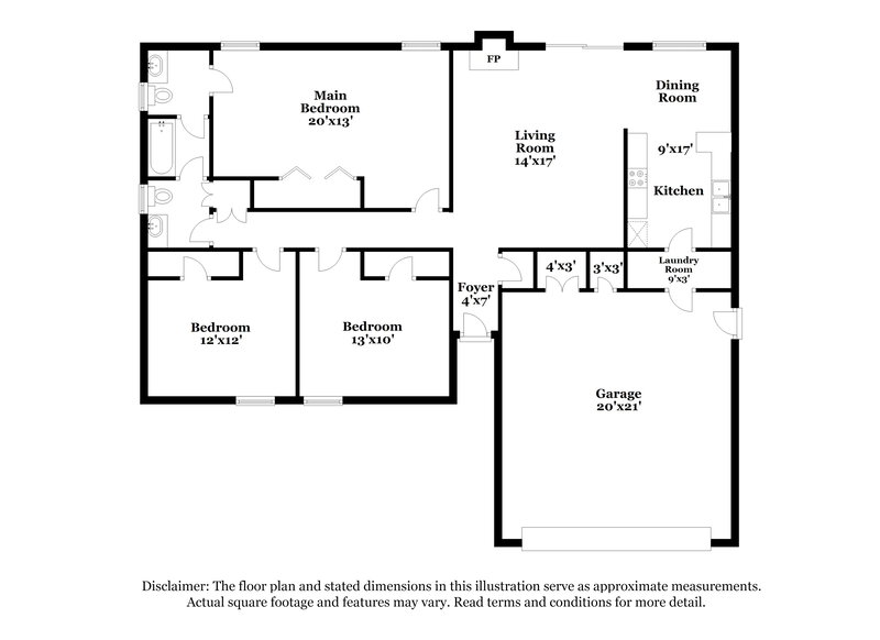 1,375/Mo, 1104 Meadow Lake Dr Noble, OK 73068 Floorplan View
