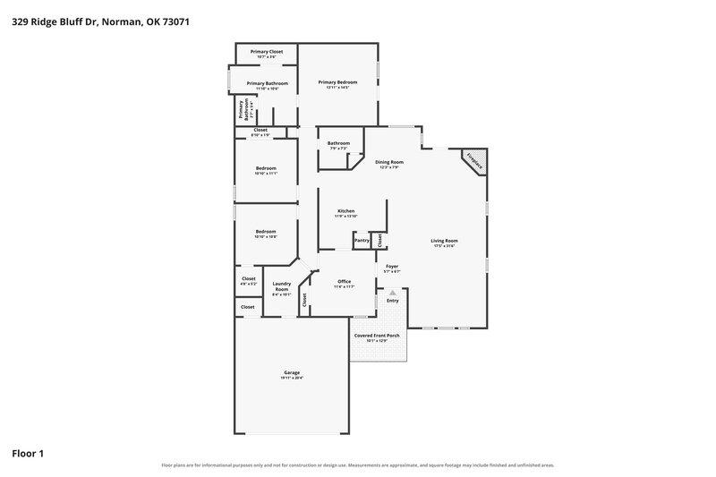 1,805/Mo, 329 Ridge Bluff Dr Norman, OK 73071 Floor Plan View